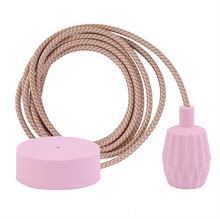 Pastel mix textile cable 3 m. w/pale pink Plisse lamp holder cover