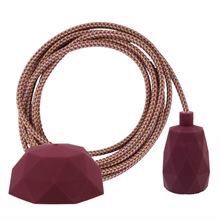 Pink Mix textile cable 3 m. w/bordeaux Facet lamp holder cover