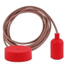 Pink Mix textile cable 3 m. w/red New lamp holder cover