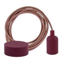 Pink Mix textile cable 3 m. w/bordeaux New lamp holder cover
