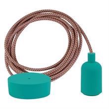 Pink Mix textile cable 3 m. w/turquoise New lamp holder cover