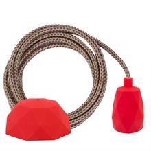 Rainbow Mix textile cable 3 m. w/red Facet lamp holder cover