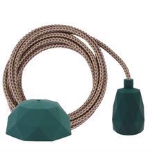 Rainbow Mix textile cable 3 m. w/dark green Facet lamp holder cover