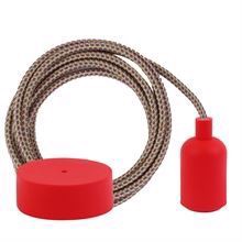 Rainbow Mix textile cable 3 m. w/red New lamp holder cover