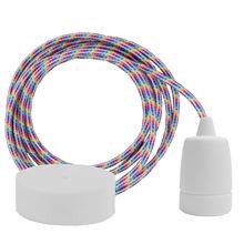 White Rainbow textile cable 3 m. w/white Copenhagen lamp holder cover
