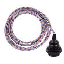 White Rainbow textile cable 3 m. w/bakelite lamp holder w/rings