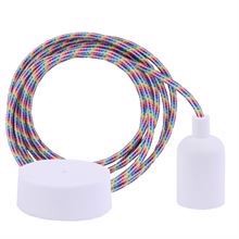 White Rainbow textile cable 3 m. w/white New lamp holder cover