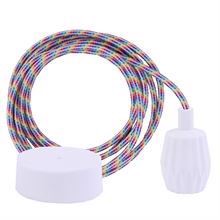 White Rainbow textile cable 3 m. w/white Plisse lamp holder cover
