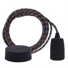 Black Rainbow textile cable 3 m. w/black Copenhagen lamp holder cover