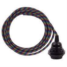Black Rainbow textile cable 3 m. w/bakelite lamp holder w/rings