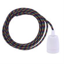 Black Rainbow textile cable 3 m. w/white porcelain