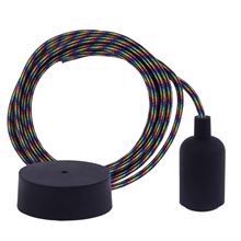 Black Rainbow textile cable 3 m. w/black New lamp holder cover
