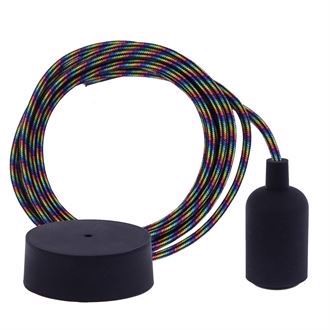 Black Rainbow textile cable 3 m. w/black New lamp holder cover