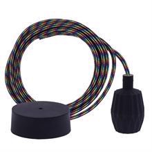 Black Rainbow textile cable 3 m. w/black Plisse lamp holder cover