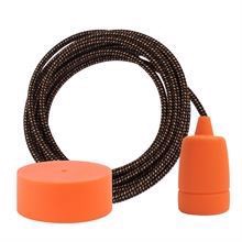 Warm Mix textile cable 3 m. w/deep orange Copenhagen lamp holder cover