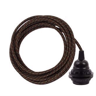 Warm Mix textile cable 3 m. w/bakelite lamp holder w/rings