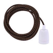 Black warm mix textile cable 3 m. w/white porcelain