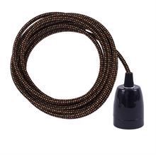 Black Warm mix textile cable 3 m. w/black porcelain