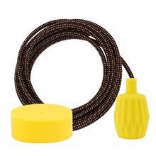 Warm Mix textile cable 3 m. w/yellow Plisse lamp holder cover