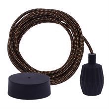 Warm Mix textile cable 3 m. w/black Plisse lamp holder cover
