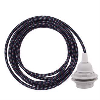 Cold Mix textile cable 3 m. w/plastic lamp holder w/rings