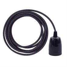 Black cold mix textile cable 3 m. w/black porcelain