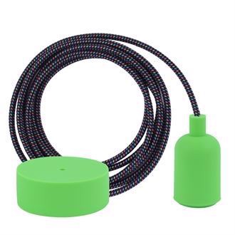 Cold Mix textile cable 3 m. w/lime green New lamp holder cover