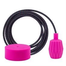 Cold Mix textile cable 3 m. w/hot pink Plisse lamp holder cover