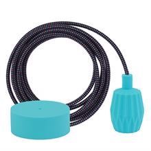 Cold Mix textile cable 3 m. w/pale blue Plisse lamp holder cover