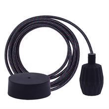 Cold Mix textile cable 3 m. w/black Plisse lamp holder cover