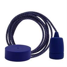 Denim Mix textile cable 3 m. w/dark blue Copenhagen lamp holder cover