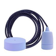 Denim Mix textile cable 3 m. w/baby blue Copenhagen lamp holder cover