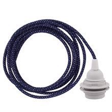 Denim Mix textile cable 3 m. w/plastic lamp holder w/rings