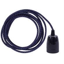 Denim mix textile cable 3 m. w/black porcelain