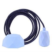 Denim Mix textile cable 3 m. w/baby blue Facet lamp holder cover