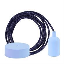 Denim Mix textile cable 3 m. w/baby blue New lamp holder cover