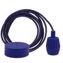 Denim Mix textile cable 3 m. w/dark blue Plisse lamp holder cover