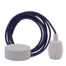 Denim Mix textile cable 3 m. w/pale grey Plisse lamp holder cover