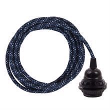 Blue Mix textile cable 3 m. w/bakelite lamp holder w/rings