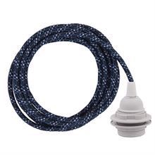 Blue Mix textile cable 3 m. w/plastic lamp holder w/rings