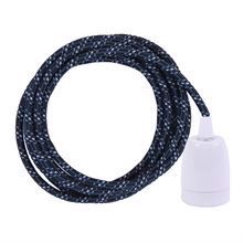Blue mix textile cable 3 m. w/white porcelain