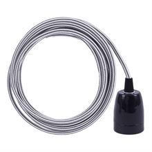 Grey Stripe textile cable 3 m. w/black porcelain