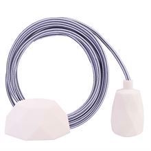 Grey Stripe textile cable 3 m. w/white Facet lamp holder cover