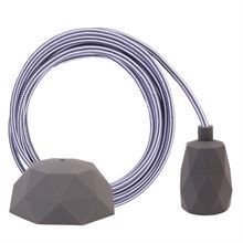 Grey Stripe textile cable 3 m. w/dark grey Facet lamp holder cover