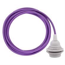 Purple Stripe textile cable 3 m. w/plastic lamp holder w/rings