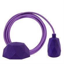 Purple Stripe textile cable 3 m. w/purple Facet lamp holder cover