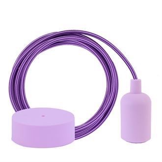 Purple Stripe textile cable 3 m. w/lilac New lamp holder cover