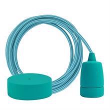 Turquoise Stripe textile cable 3 m. w/turquoise Copenhagen lamp holder cover
