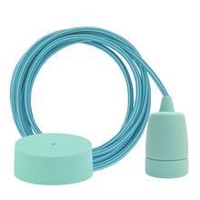 Turquoise Stripe textile cable 3 m. w/pale turquoise Copenhagen lamp holder cover