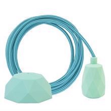 Turquoise Stripe textile cable 3 m. w/pale turquoise Facet lamp holder cover